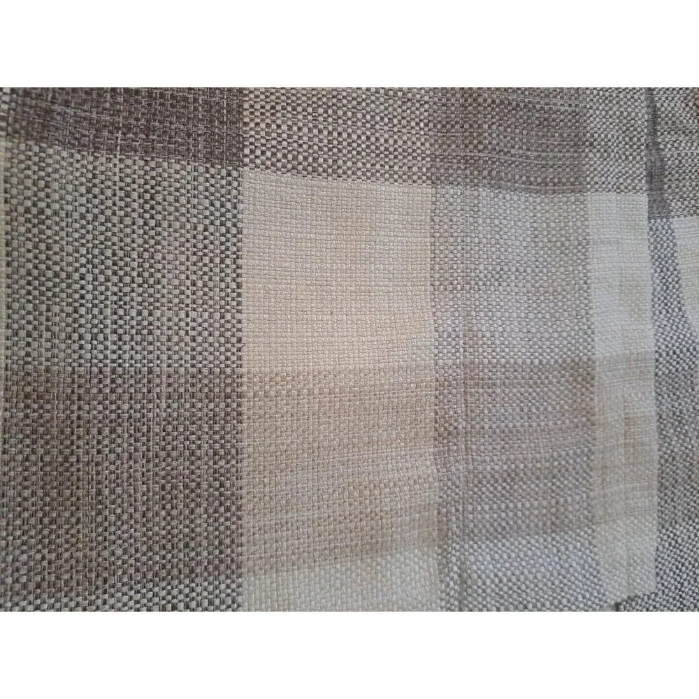 Plaid Curtain Valance Woven Cotton Brown Ivory Handmade Farmhouse 77.5x16.5
